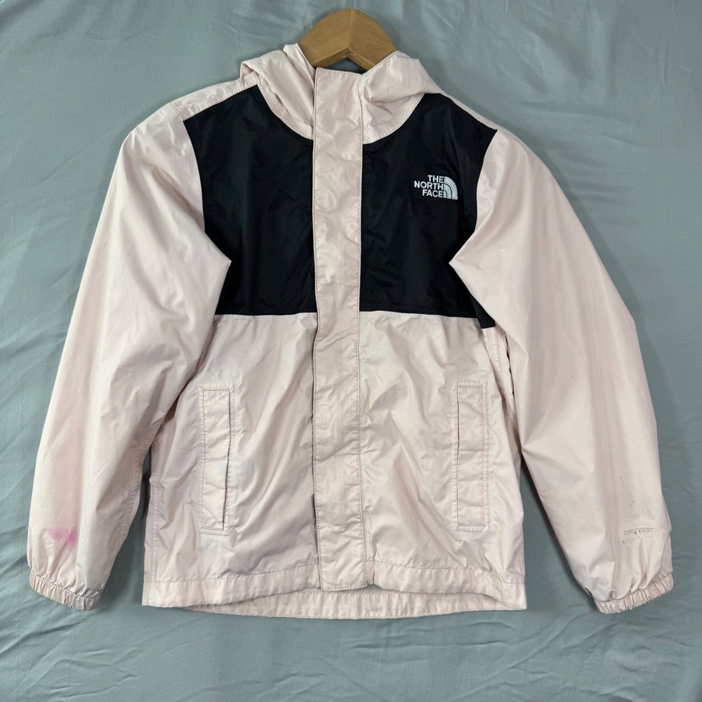 The North Face DryVent Rain Windbreaker Jacket Pink Black Colorblock Hooded Sz S